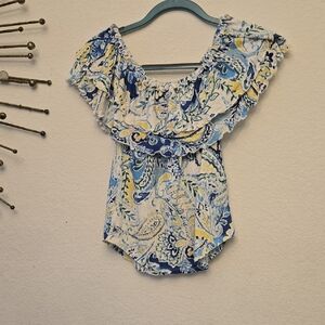 Ralph Lauren Should Off Floral Ruffle Blouse